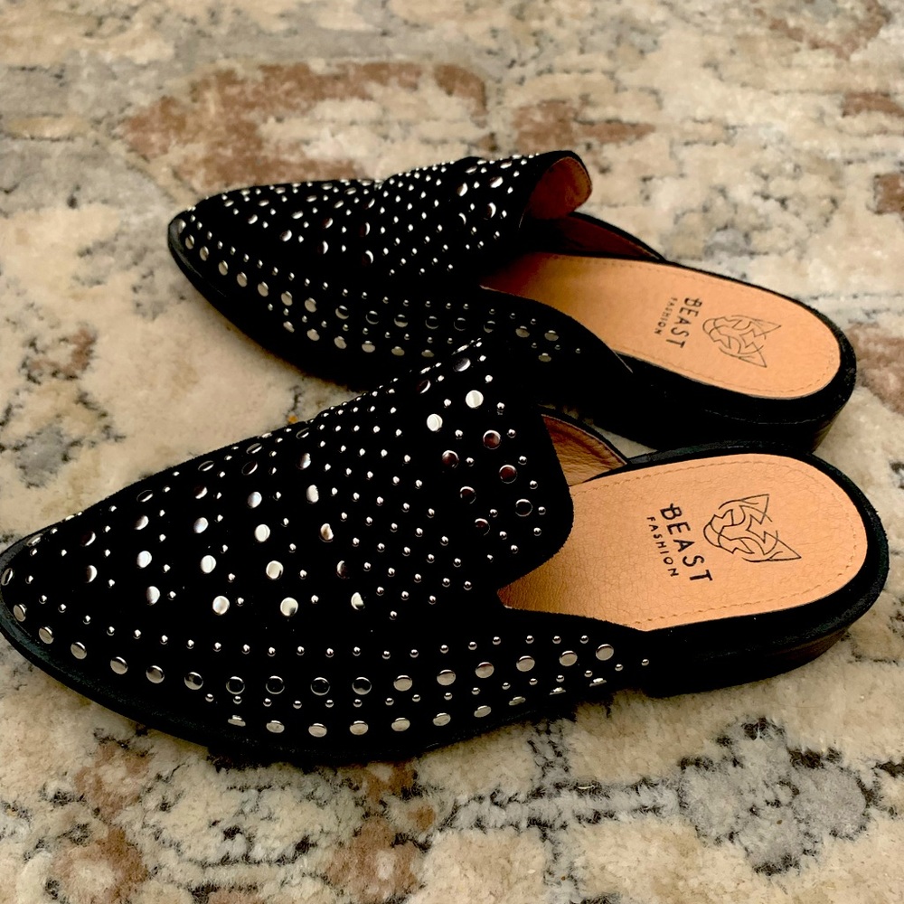 Black Studded Mules